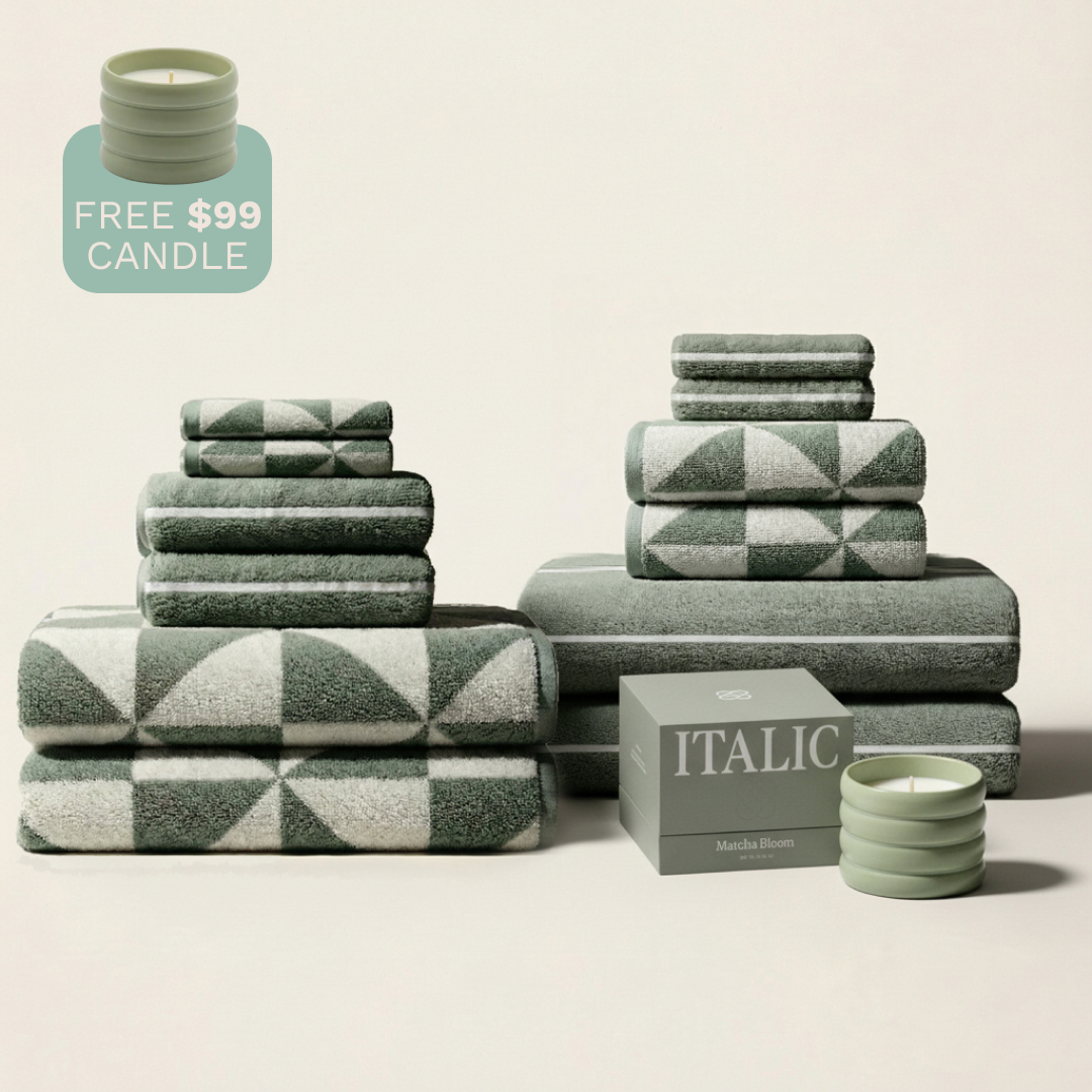 Umbra towel infographic showing material quality and feature highlights