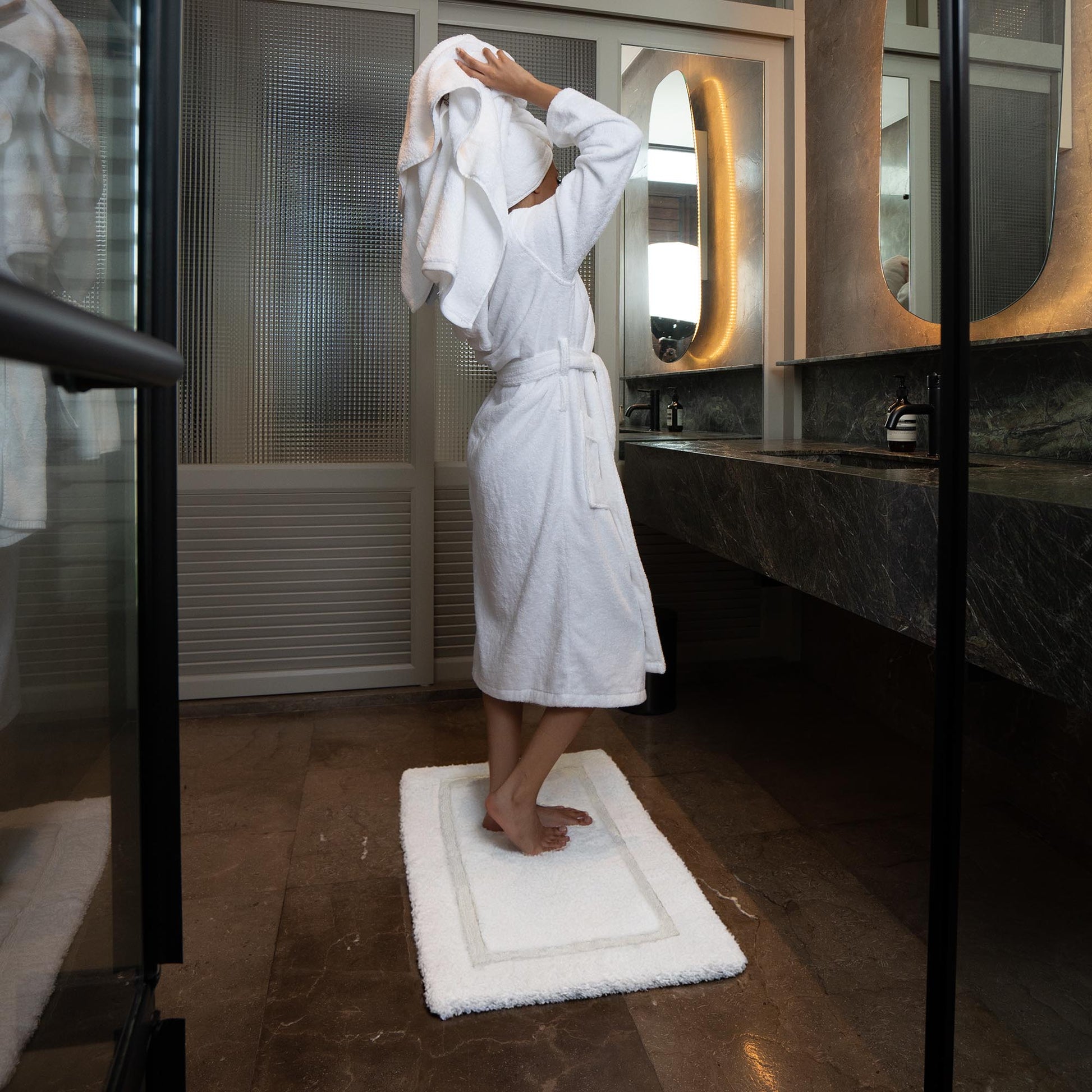 Ultraplush bath mat flipped showing skid-resistant non-slip back grip