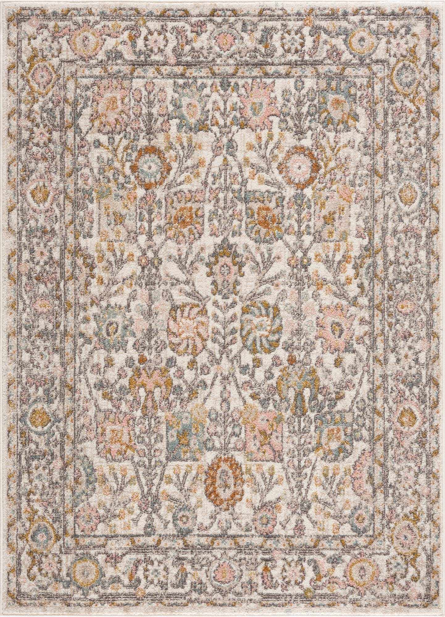 Herstmonceux area rug shown flat overhead with traditional patterned design