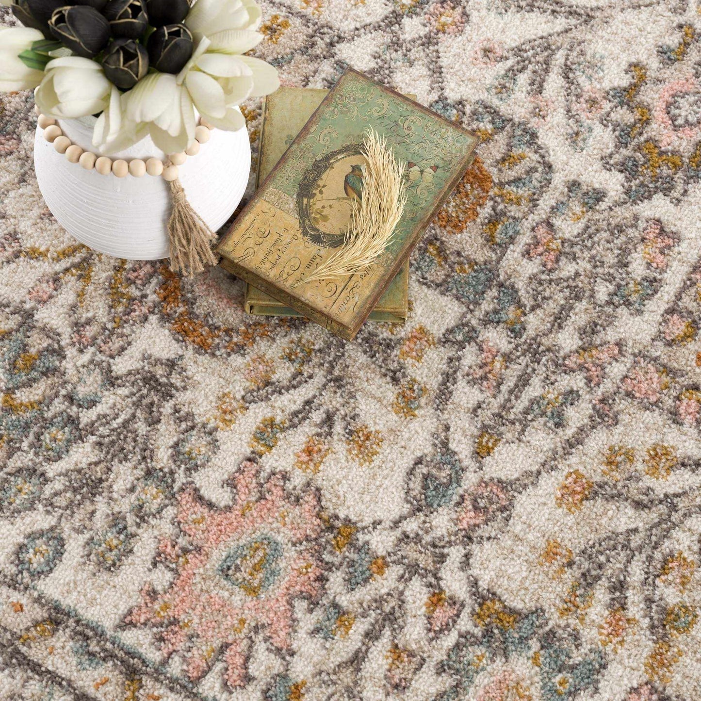 Herstmonceux rug in office setting beneath desk and rolling chair