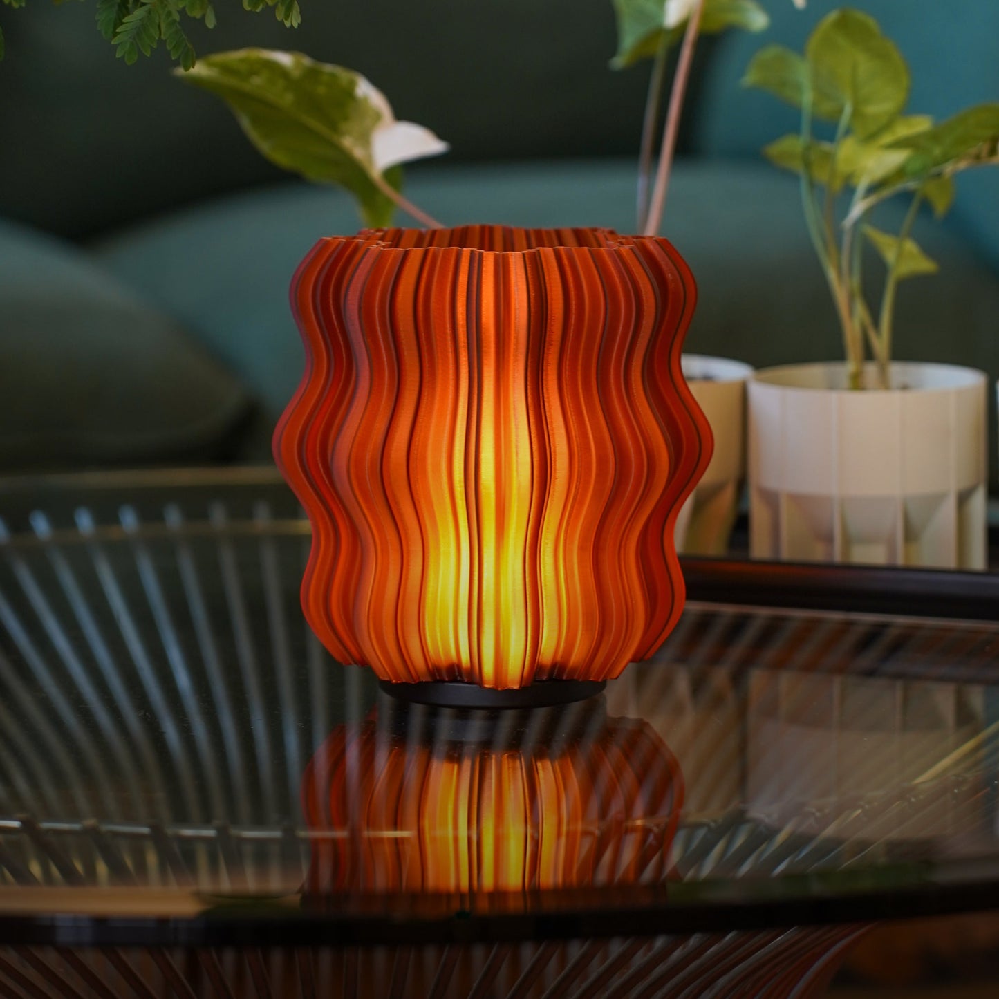 Mini Wavy Lamp held in hand showing portable cordless compact size
