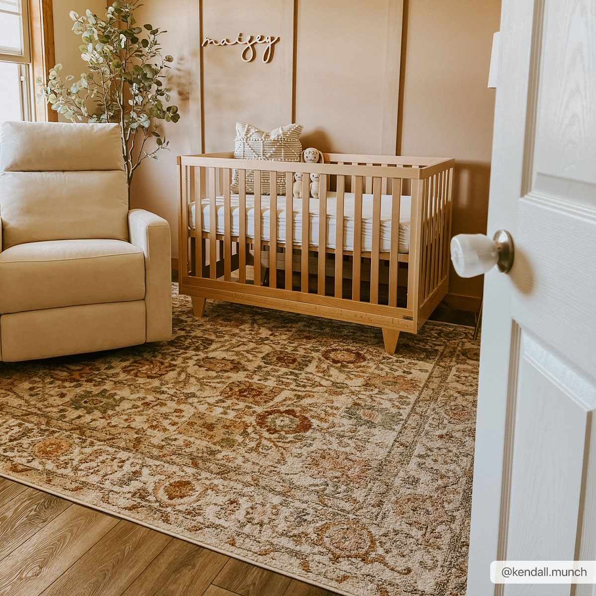 Herstmonceux rug with chair and floor lamp in styled reading corner