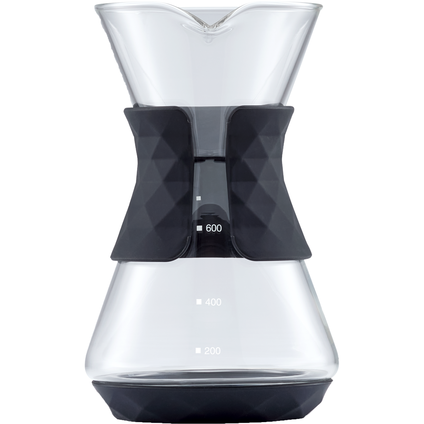 Close-up of reusable stainless steel mesh filter sitting in the glass carafe