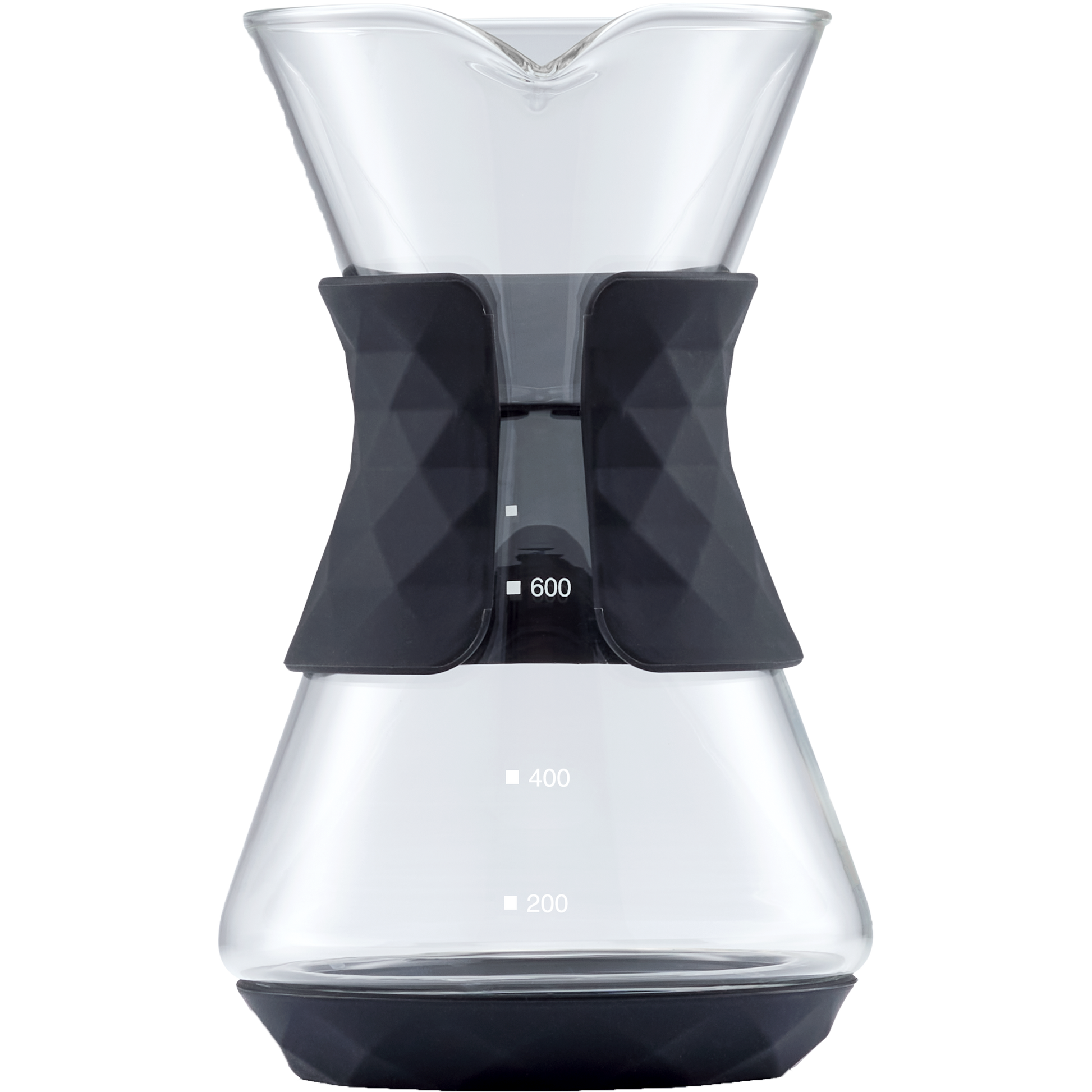 Close-up of reusable stainless steel mesh filter sitting in the glass carafe