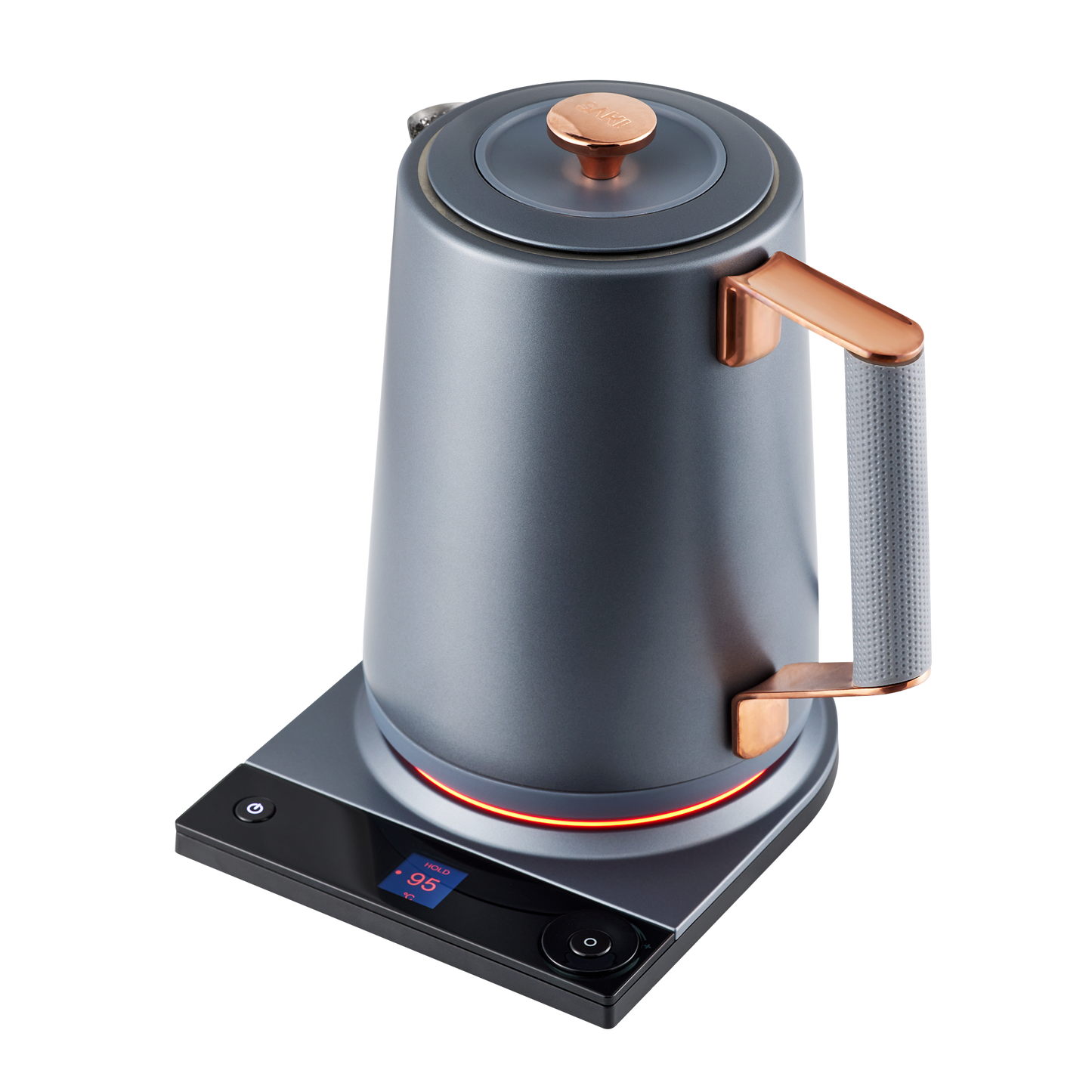 Luna Pro kettle styled in modern kitchen alongside coffee accessories
