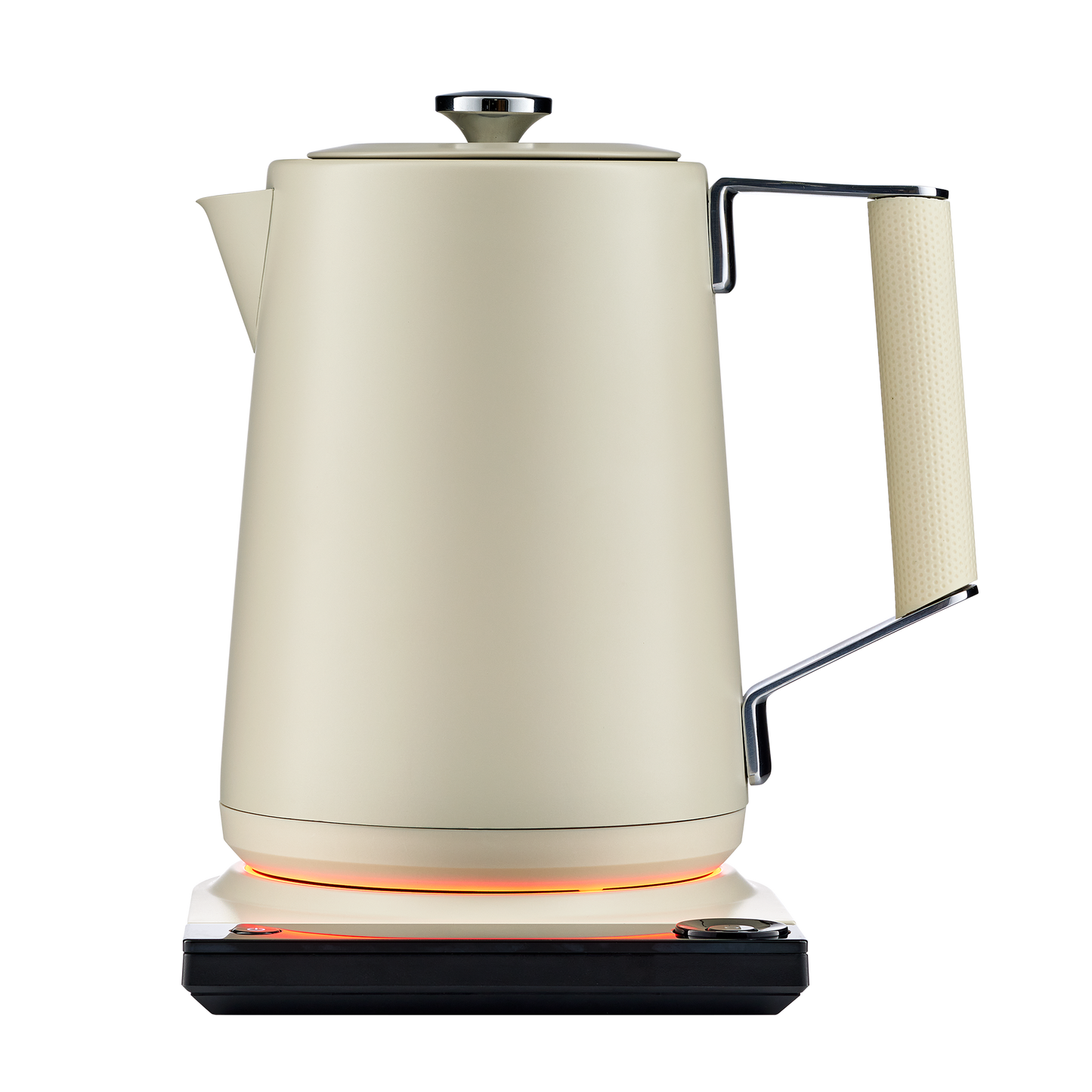 Luna Pro kettle pouring water into ceramic mug with loose tea leaves