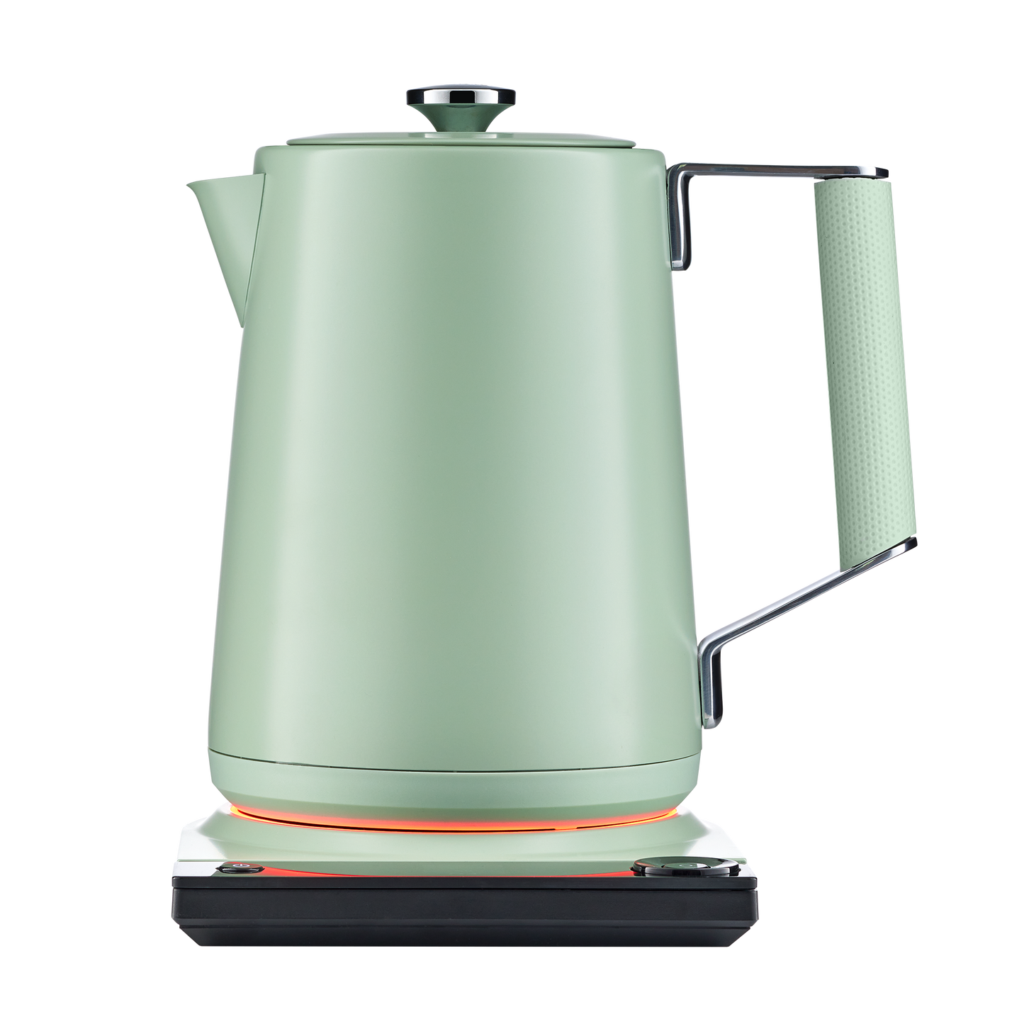 Luna Pro kettle in use with pour-over coffee setup on wood counter