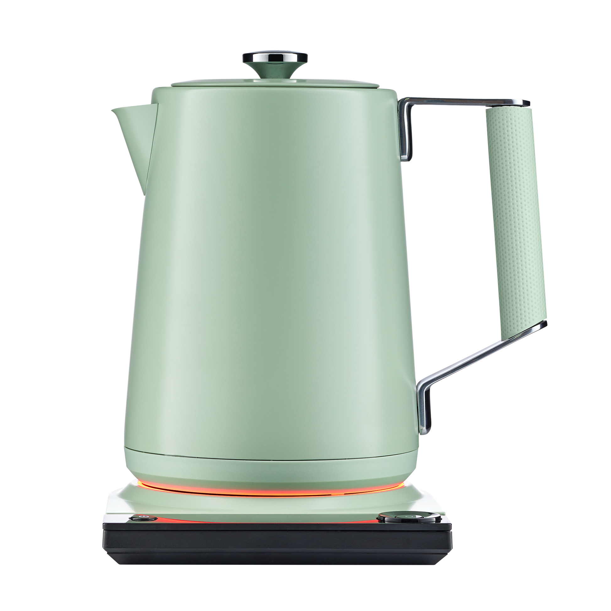 Luna Pro kettle in use with pour-over coffee setup on wood counter