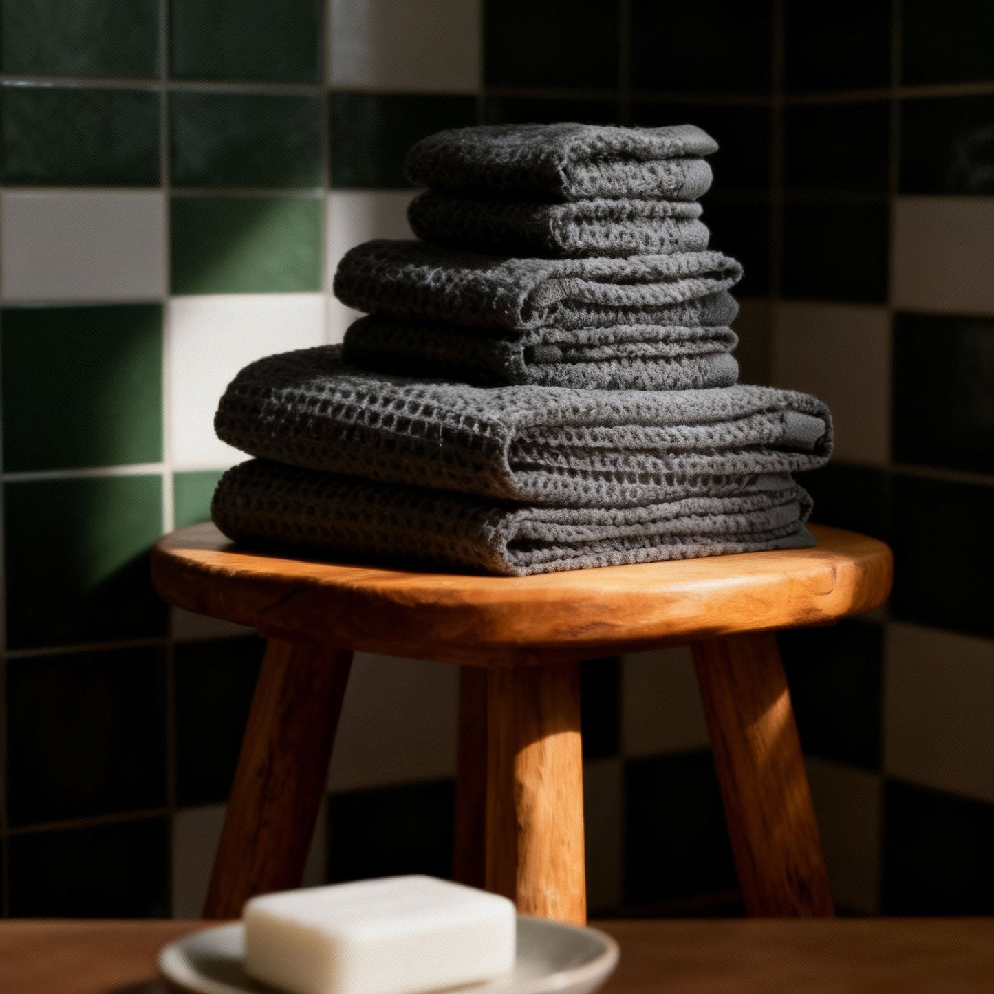 Closeup of Sedona waffle towel showing distinctive square waffle pattern