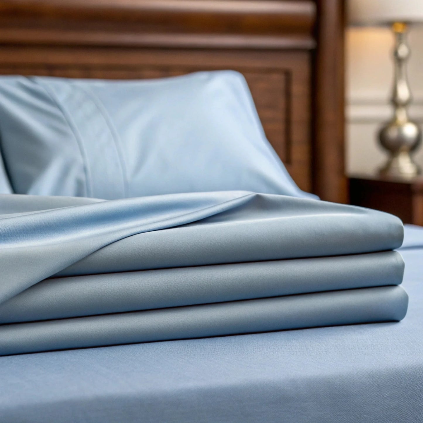Fitted bamboo sheet stretched over mattress corner with deep elasticated pocket