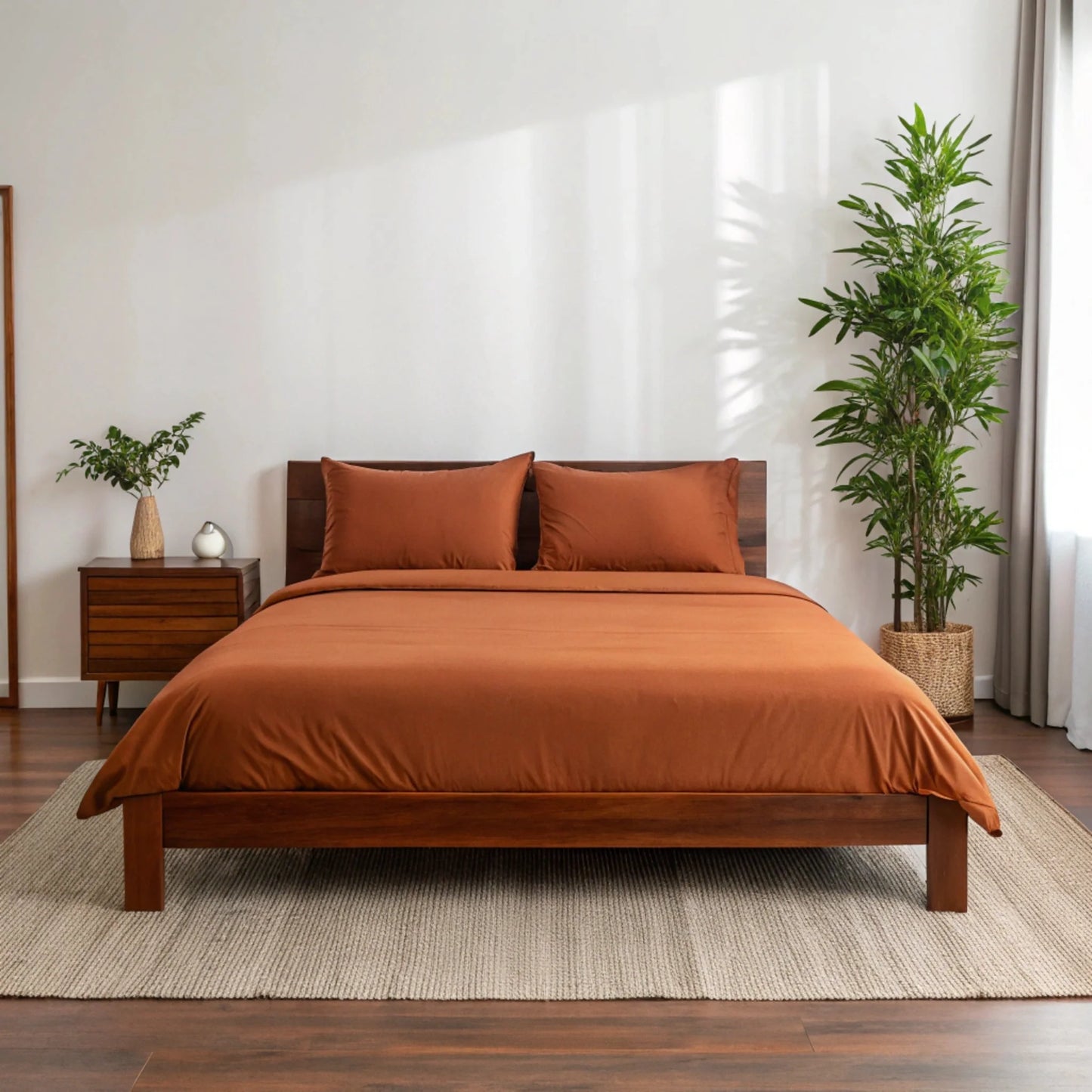 Branded retail box for the copper-infused bamboo sheet set photographed on countertop