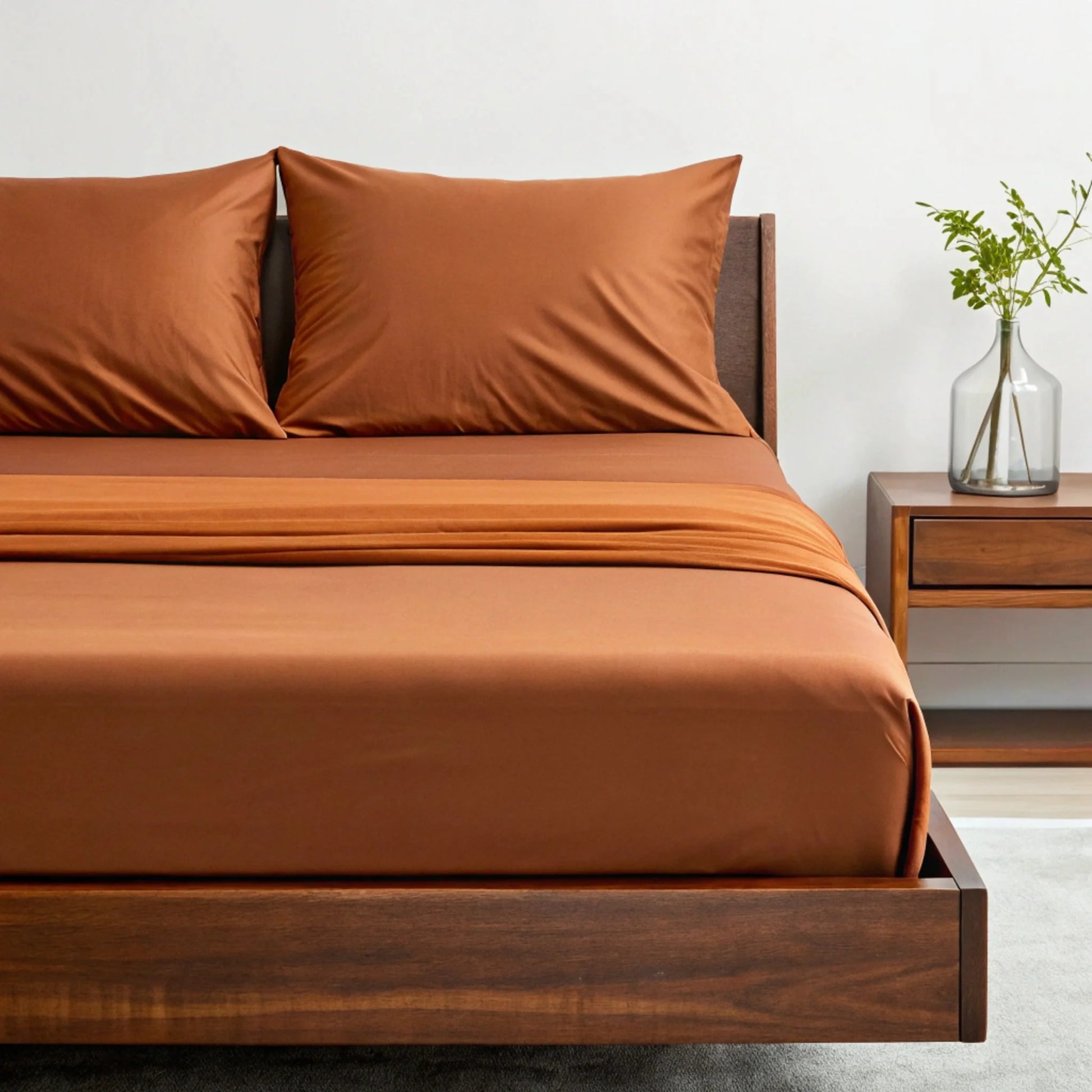 Bamboo sheet set care label and certification icons close-up on the packaging