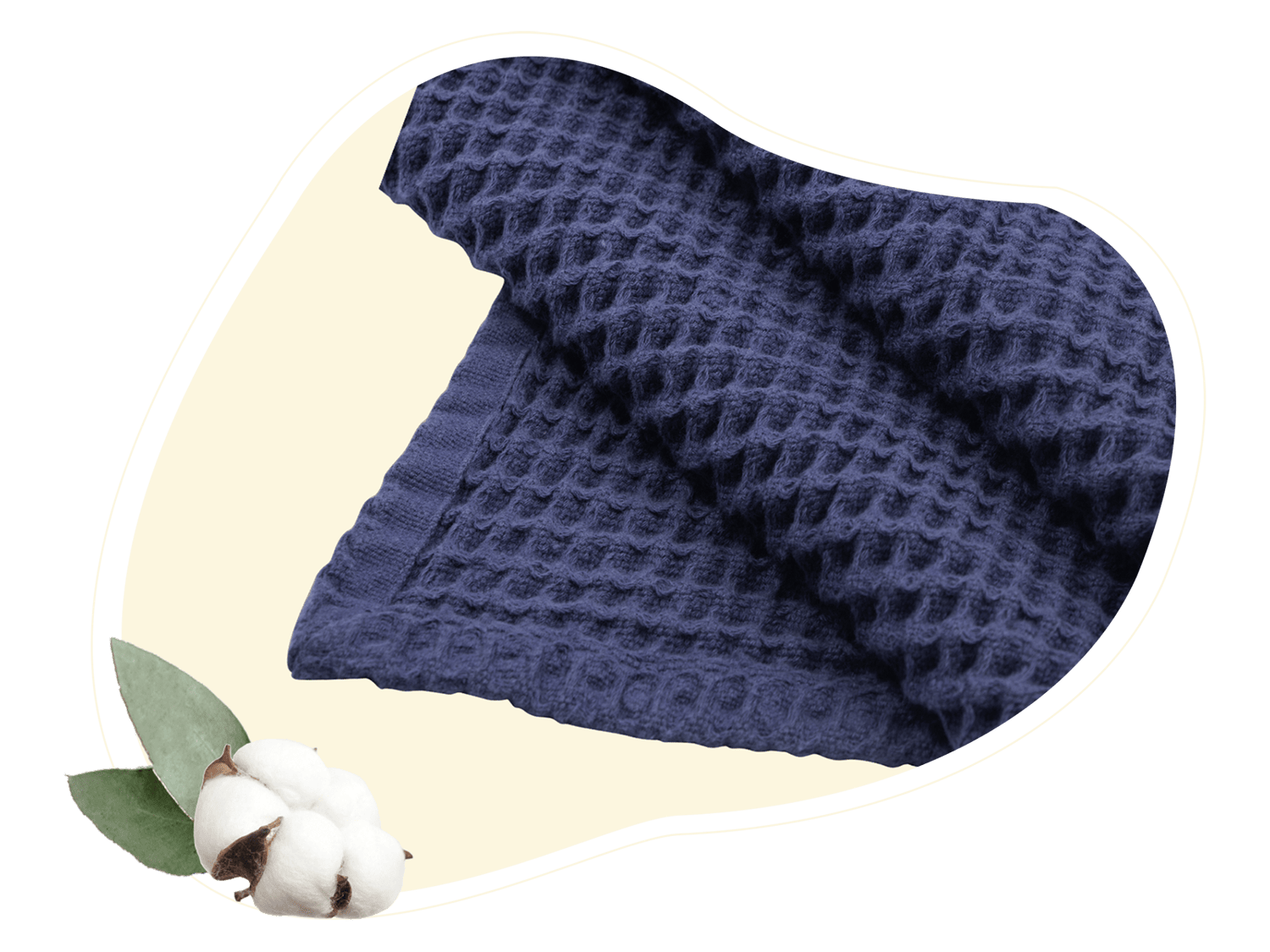 Close-up of waffle weave cotton fabric showing dimensional grid texture and natural fibers