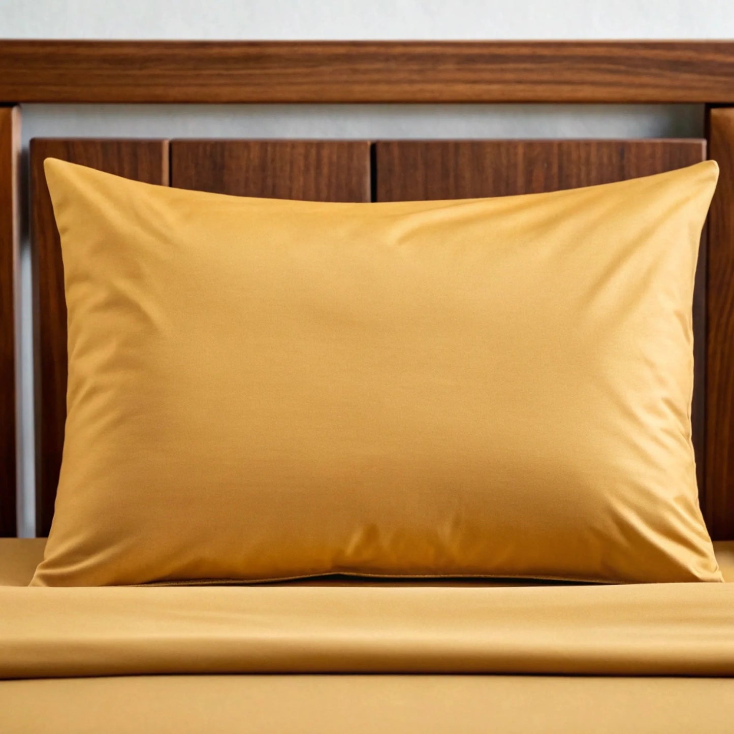 Copper-infused bamboo pillowcase in sand beige color on plain background