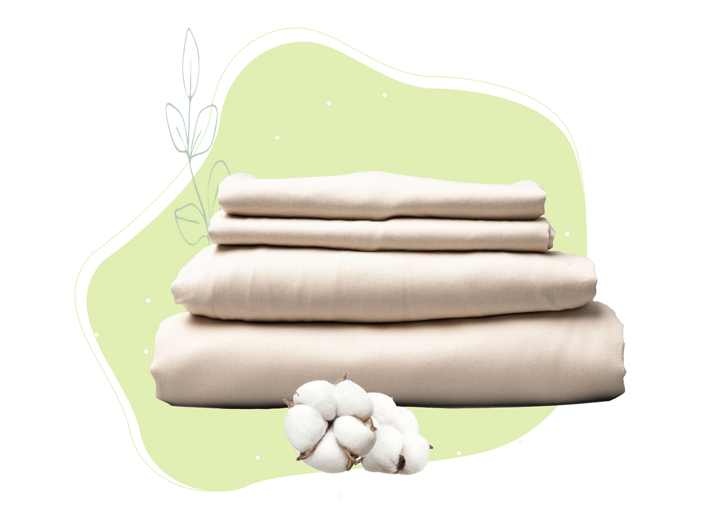 Organic sateen sheet set in sage green folded with matching pillowcases