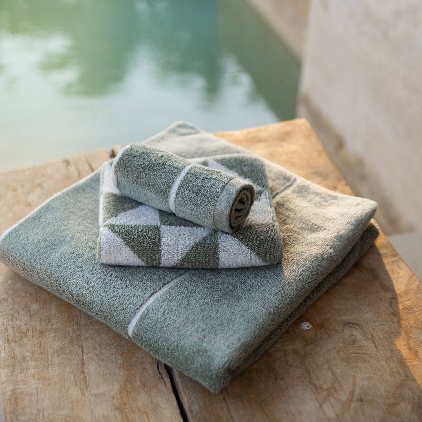 Folded Umbra plush bath towel showing soft cotton texture closeup